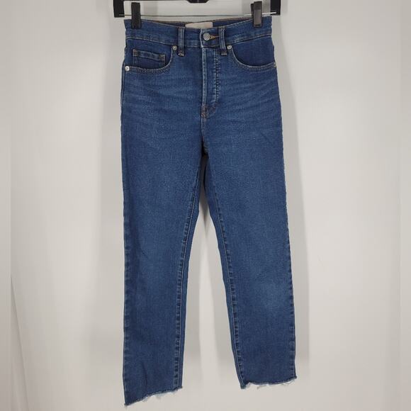 Everlane Blue Wash High Rise Slim Straight Ankle Jeans 24 - Picture 1 of 8
